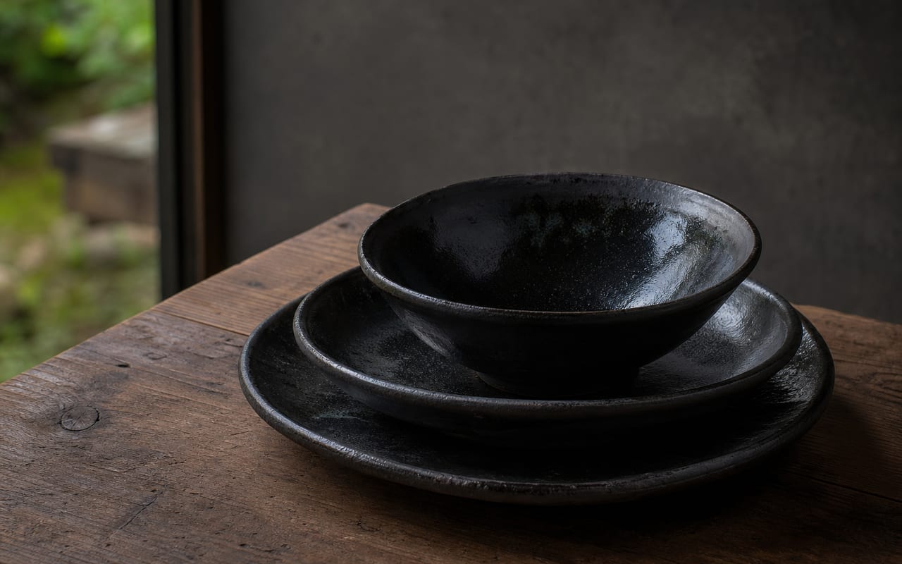 黒釉の食器