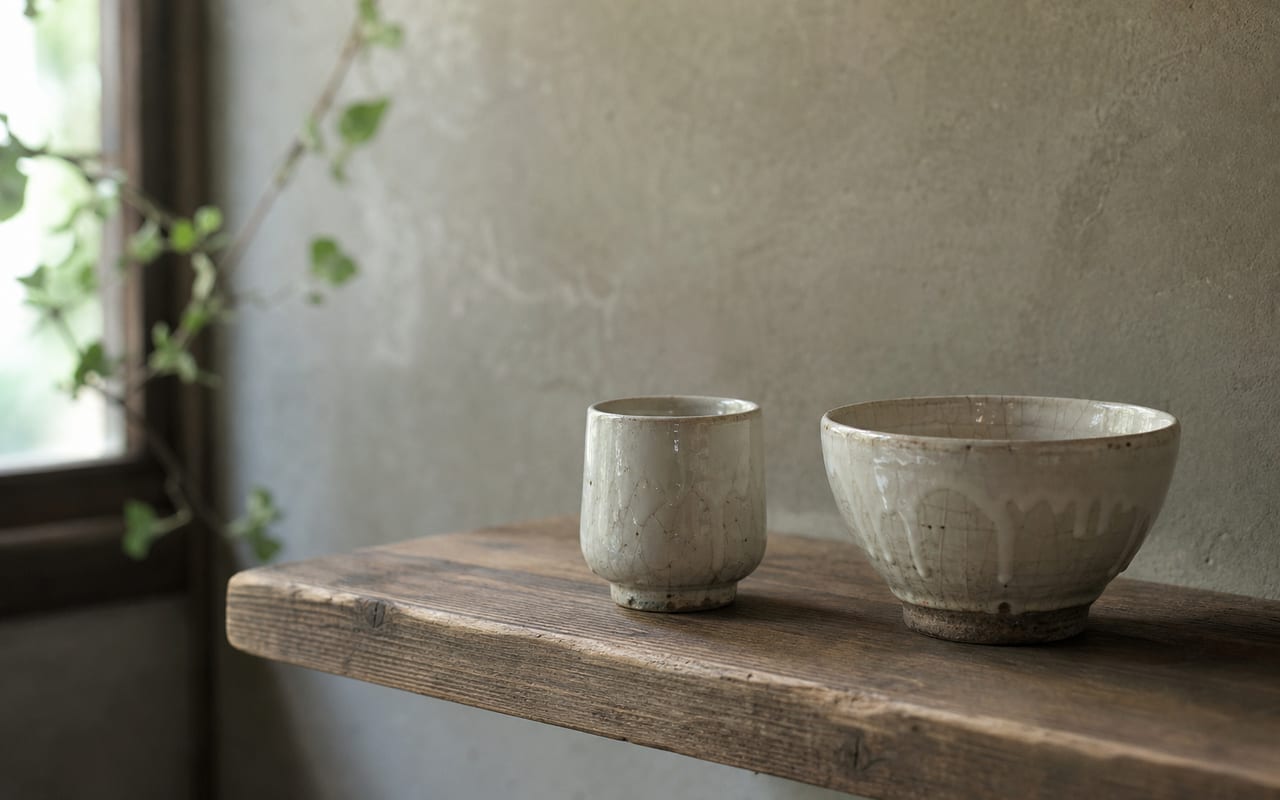 糠白釉の器
