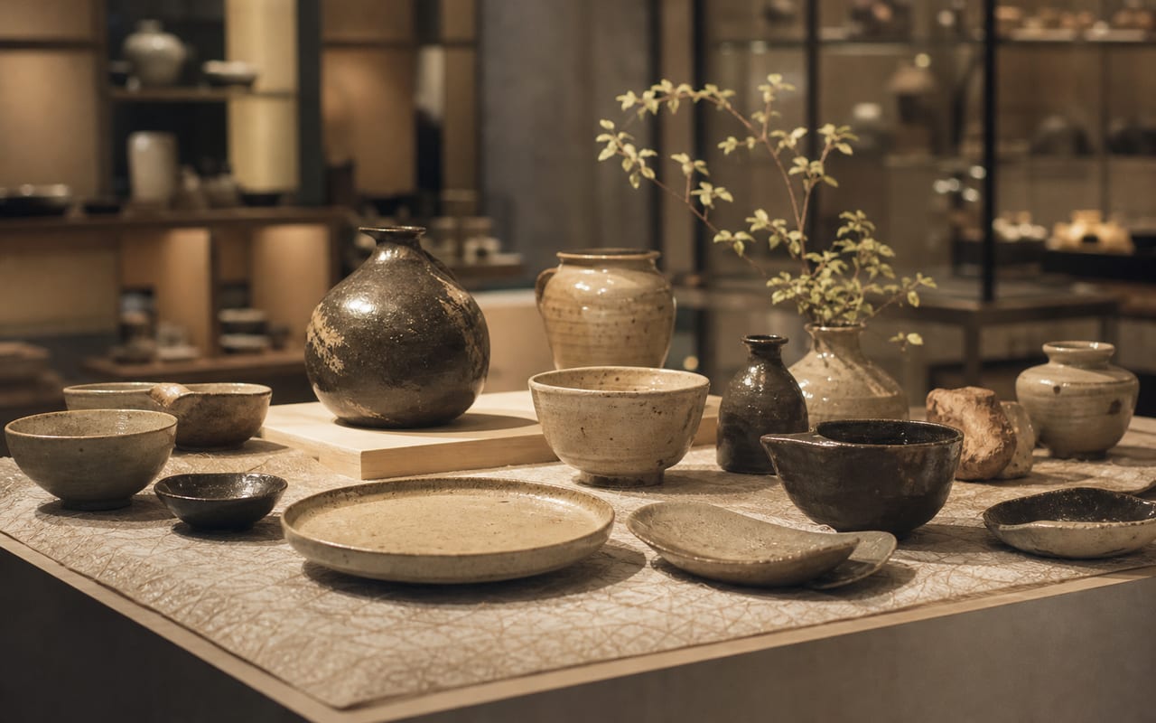 百貨店巡回展での器の陳列
